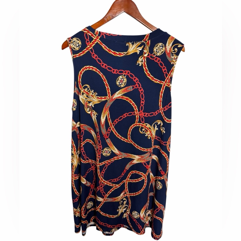 Apt. 9 Navy Dress with Red and Gold Chain Motif - Picture 2 of 7